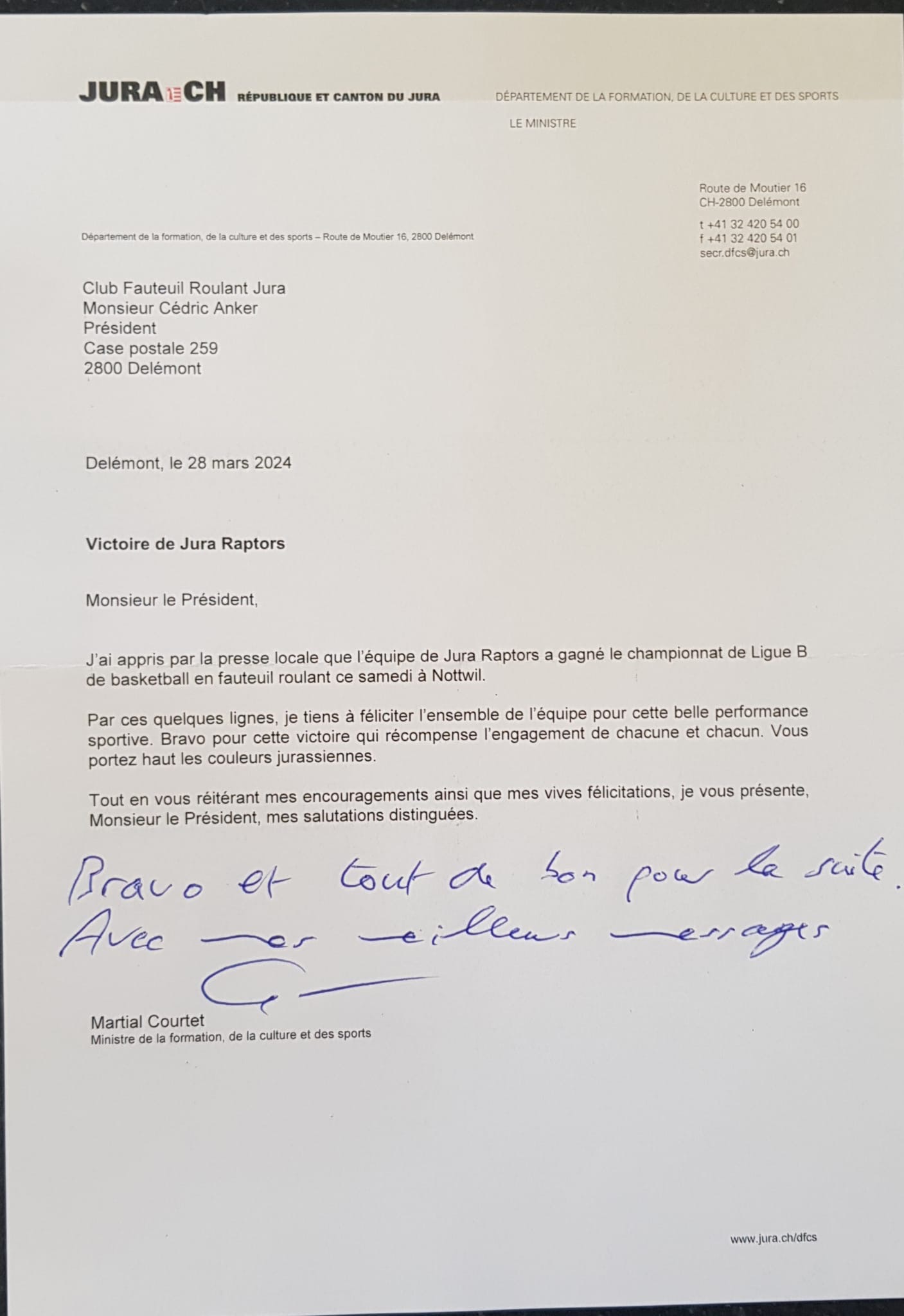 Assemblée générale du CFR Jura